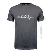 Summer Heartbeat Triathlon T Shirt Men O Neck Cotton T-shirt uomo Camisetas Regalo 210707