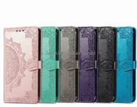 Mode telefonfall för iPhone 13 11 12 Pro Max Mini X XR XSMAX Flower Floral Embossed Vegan Leather Flip Wallet Case Cover With Card Solts Holder