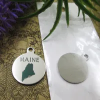 40 unids - amuletos de acero inoxidable "Mapa de Maine" Más Estilo Eligiendo los colgantes de bricolaje FO COLLAR