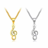 Pendant Necklaces Stainless Steel Women Men&#039;s Necklace Chain Fashion Music Notation Casting 3mm 24 Inch