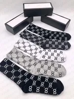 men four season Sports sock fashion 5 pairs set classic women design socks high quality G letter pattern embroidery stocking with box