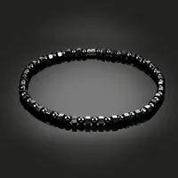 Jóias artesanais por atacado frisado pulseira ímã de jóias cor preta hematita terapia magnética colar
