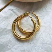 After Fashion Gold Color Oversize Charm Charm Orecchio per le donne Ampia grande metallo rotondo cerchio orecchini orecchini vintage gioielli gif