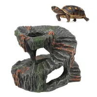 Decorazioni rettili tartaruga crogiolarsi con la piattaforma di arrampicata in resina nascondere gli accessori per decorazioni per ornamenti dell'acquario delle caverne
