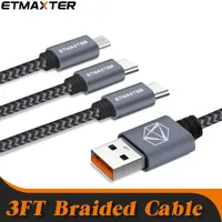 Etmaxter® 빠른 배달 전화 충전 케이블 착용 방지 1M 3.3FT 고속 충전 마이크로 USB 유형 C 데이터 라인 3FT 꼰 안드로이드 IPD