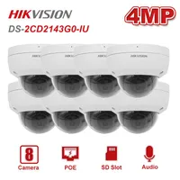 Hikvision DS-2CD2143G0-IU 4MP 2.8mm POE Dome Network IP Camera 8pcs Weatherproof IP67 Night Vision IR Distance 30m H.265+ Cameras
