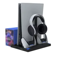 2021 PS5 Host Oyunu Aksesuarları Altı-One Çok fonksiyonlu Soğutma Fanı Şarj Baz Kolu İletişim Çift Şarj Kulaklık Disk Raf