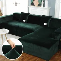 Pluche Sofa Cover Fluwelen Elastische Lederen Corner Sectional voor Woonkamer Couch S Set Fauteuil L Vorm Seat Slipcovers 210607