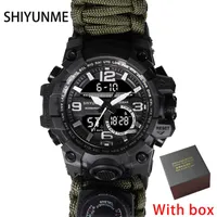 Wristwatches SHIYUNME Men 50M Waterproof Sports Watches Compass Military Clock LED Digital Quartz Dual Display Men&#039;s Orologio Da Uomo