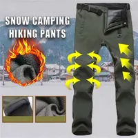 Men Winter Fleece Warm Pants Male Outdoor Snow Camping Hiking Work Windproof Snowboard Ski Waterproof Breathable Trousers 220117