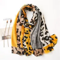 Scarves Spring Fashion Women Leopard Dot Printed Shawl Scarf Patchwork Antumn Ladies Neck Wraps Yellow Wine Red Long Muslim Head Scarf1