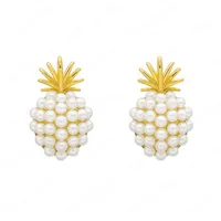 Piña colgante perla perno pendientes francés retro simple elegante perlas pequeñas pendiente moda mujer joyería regalo