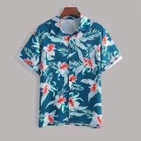 Herensets Eillysevens 2021 Zomer Casual Hawaii Korte Mouw Tropische Print Button Down Shirt Top Fashion Man's kleding Shirts