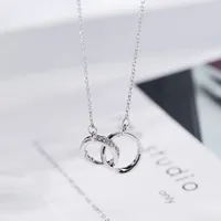 Obear argento placcato doppio cerchio cz zirconia collane pendenti per le donne ragazza alla moda regalo