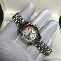 7 cores 28mm tamanho mulheres relógio de luxo aaa safira vidro prata misturado ouro mecânico self-enrolamento de prata gelado fora relógios esportivos para senhoras