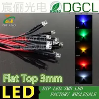 Ampuller 100x 3mm Preze LED Kırmızı / Yeşil / Mavi / Sarı / Beyaz 20 cm 12 V Önce Tel Düz Üst Dip DIY Önce Kablolu