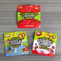 Sacs d'emballage 600 mg de 600 mg Sour Tropical Blends Candy Gommeux Morsures Edibles Gummies Sac Mylar Sac à odeurs Baggies Californie