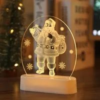 Struny 1 Sztuk Boże Narodzenie Light Dekoracja Romantyczna Lampa 3D LED Noc Decor Stół Snowman Bell Akrylowy Ornament