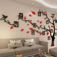 家族PO壁のステッカー家の装飾ストリッカーツリーリビングルームのテレビ背景3Dアクリル額縁デカール