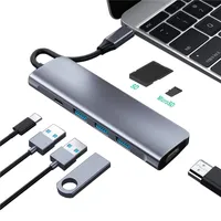 Multifunctional 7 IN 1 USB-C Hub USB3.0 2xUSB2.0 HDTV SD TF Card Reader PD Charging for MacBook Tablet