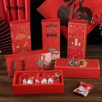 Gift Wrap StoBag 2021 Chinese Year Red Candy Cookies Packaging Boxes Bags For Party Drawer Style Box