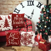 Caja de almohada Merry Christmas Decorations for Home Snowflake Red Cover Cushion NaviDad Noel 2021 Año 2022 Regalos de Navidad