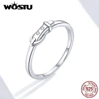 Küme Yüzükleri Wostu 2021 Kemer Toka Halkası 100% 925 STERLING Gümüş Retro Geometrik Parmak Kadınlar İçin Düğün Moda Takı Fir645