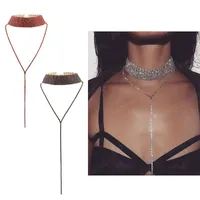 Estilo de punk cristal Cadenas largas Cadenas de borla Collares para las mujeres Cadena Collares Choker Jewelry 4 Colores