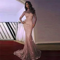 Casual Dresses 2021 Fashion Sexy Womens Long Sleeve O-Neck Sequined Mermaid Bodycon Cocktail Prom Gown Party Dress #3.29