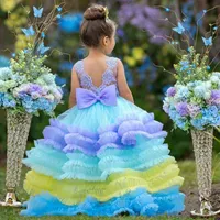 Dziewczyny Suknie Puszyste Tulle Cloud Girls Dress Little Princess Party and Wedding Flower Girl Children Frock 1-14y