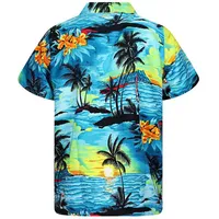 Homens Casual Camisas Hawaiian Beach 3D Imprimir Coco Árvore de Coco Camisa Botão Botão de Manga Curta Verão Plus Size Roupas # QQ