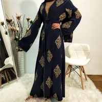 Abbigliamento etnico Ramadan Eid Ricamo Eid Abaya Kimono Dubai Kaftan Musulmani Cardigan Abayas Donne Casual Robe Femme Caftano ISLAM Vestiti