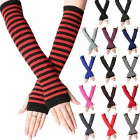 Unisex Long Fingerless Gloves Gloves Arm Cover Striped Cotton Wrist Sleeves Arm Warmer Sleeve Knitted Womens