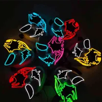 Halloween LED Light Up Luminous Glödande Dans Party Mask Scary Cosplay Horror Neon El Wire Masks 3 Lighting Läge Festival Supplies Hy0128
