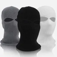 Beanies Unisex 2-Hole Knitted Ski Mask Balaclava Hat Winter Solid Color Full Face Cover Neck Gaiter Outdoor Windproof Beanie Cap