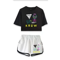 メンズTシャツBlogger ThisFunneh 2ピースセットショートパンツ+半袖Tシャツ2021クールなヒップカジュアル女性夏