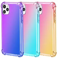 Gradient Dual Color Transparent Anti-knock TPU Shockproof Phone Cases for iPhone13 12 Pro XR XS MAX 8 Plus