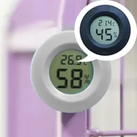 Dijital Puro Humidor Higrometre Termometreler Cihazları 1 3/4 "inç Yuvarlak Siyah Beyaz Fahrenheit veya Yüz 001-C