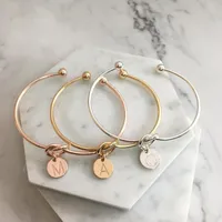 Bangle 26 Disc Letter Love Knot Armband Bangles For Women Rose Gold Silver Color Initial Friends Family Party Party Gifts