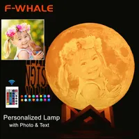 Dropship Photo Text Custom Moon Lamp Night Light 3D Print Rechargeable Personalized Timing Moon Light Gift for Kids,Girlfriend Y1123