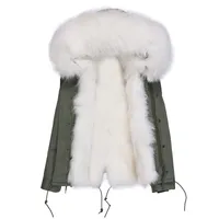 Kopa damska płaszcza czysta biała krótka prawdziwa futrzana liniowca Odłączona zimowa kurtka dla kobiet grube parkas naturalny płaszcz szopa szopa