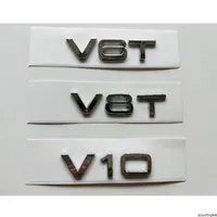 Chrome Silver Letras V6 T V 8T V 10 W 12 Fender Crachás Emblemas emblema para Audi A4 A4 A6 A7 A8 S3 S4 R8 R8T5 Q5 V6T V8T V10 W12