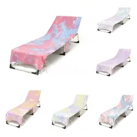 Couverture de chaise de plage à tie-dye avec poche latérale 75 * 215 cm à séchage rapide Couvertures de serviettes de soleil Sun Sunger Bathing Garden DD441