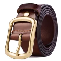 Men Women Fashion Belt high quality mans Genuine Leather Black Khaki Color Gold Needle buckle Designer Cowhide cowboy Belts For Mens Luxury Waistband