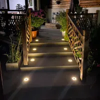 Solar Powered LED Lawn Light Round Stainless Steel Underground Lamp Outdoor Garden Landscape Lighting Waterproof Buried Lights Lamps