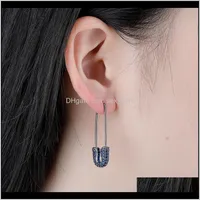 Charme Koreaanse Micro Pave Sieraden Koper met Diamond Model Veiligheid Pin Earring Vergulde Vrouwen Mode Oorbellen Drop Levering 2021 Qi175
