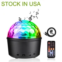 US STOCK Bluetooth +Speaker Party Light LED Effects 9W Magic Ball Projector DJ Stage Lights Strobe Club Lighting Mini with Remote Connection for Decoration