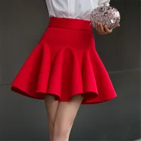 التنانير 2021 ارتفاع الخصر الطية أنيقة تنورة أحمر أسود أبيض مصغرة أزياء المرأة faldas saia 2xl زائد حجم السيدات jupe