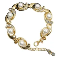 17 cm moda hand chain jóias criativas mulheres shell pérola bracelete liga 2 cores banhado a ouro com caixa