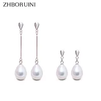 Zhboruin 2020 Natural Pearl Earrings for Women 925 Sterling Silver Jewelry Water Drop Earring Quality Wedding Gift